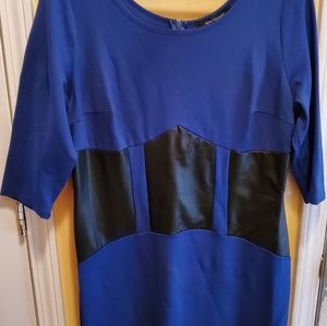 Royal Blue Dress w/ Black Pleather Accents